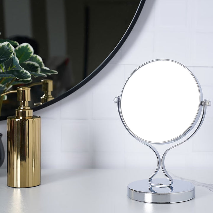 Silver Double Sided Bathroom Mirror 1x/3x Magnification