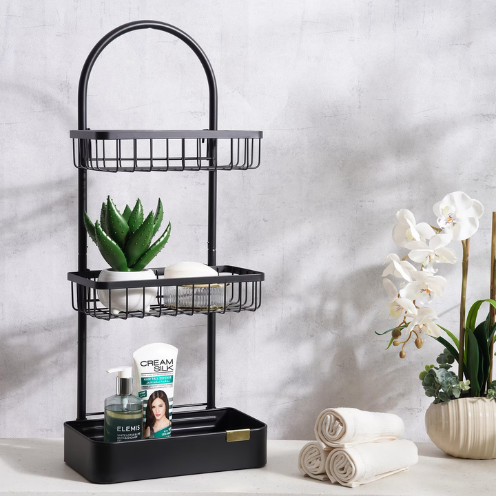 3 Tier Metal Shower Caddy Black Bathroom Organizer
