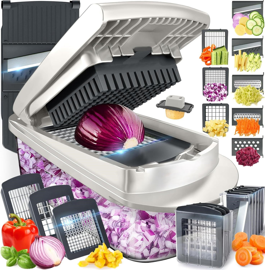 Vegetable Slicer with Interchangeable Blades and Collection Container - Lenila