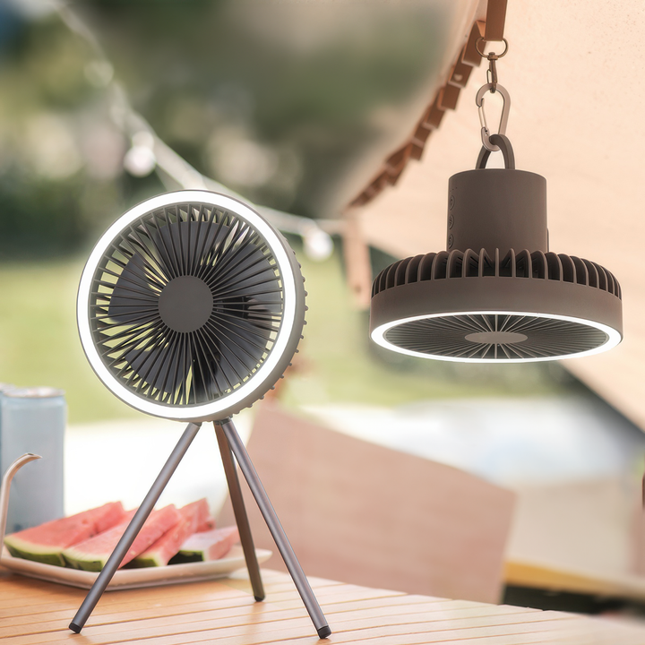 Portable Rechargeable Fan with LED and Built-In Power Bank