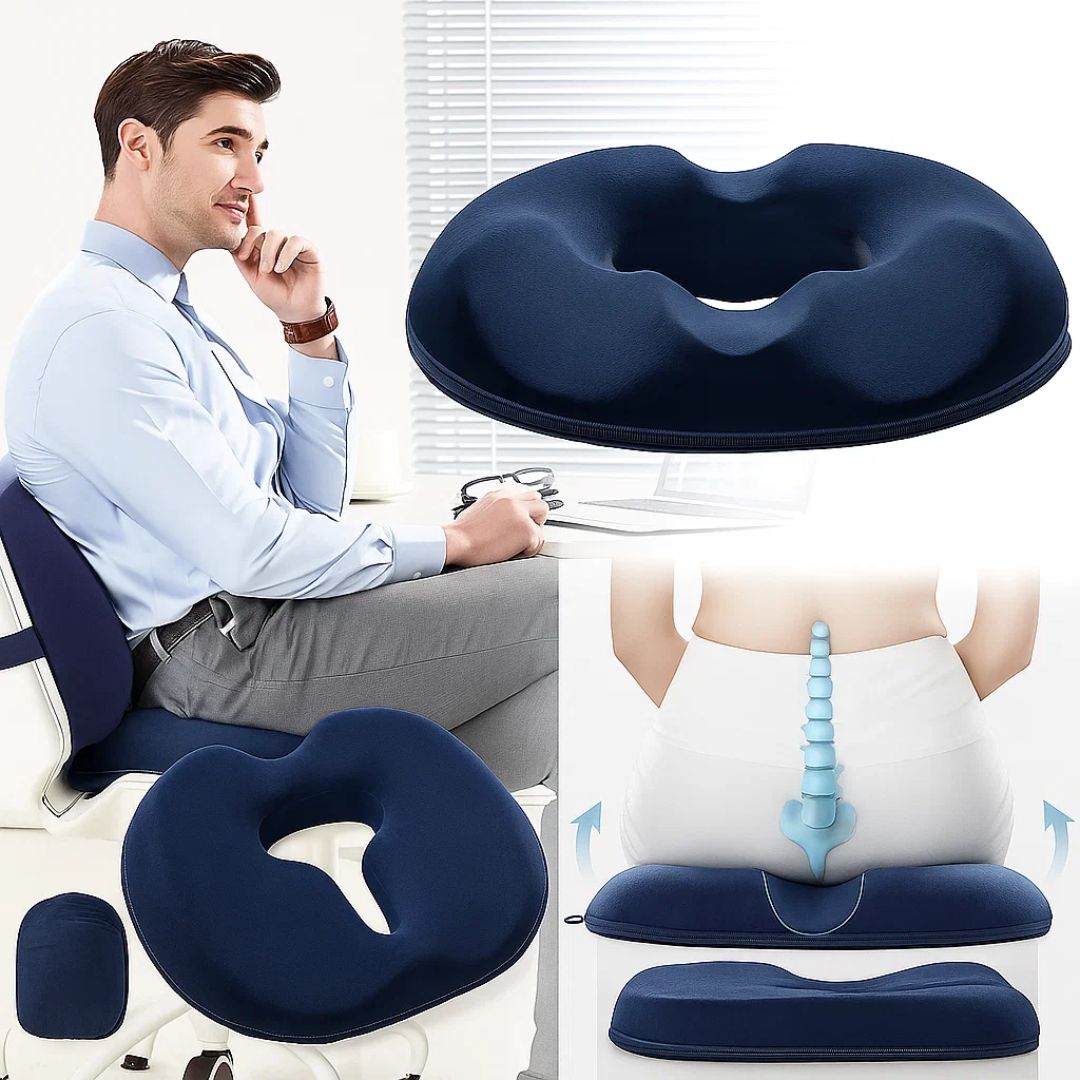 Memory Foam Seat Cushion with Center Opening and Washable Cover