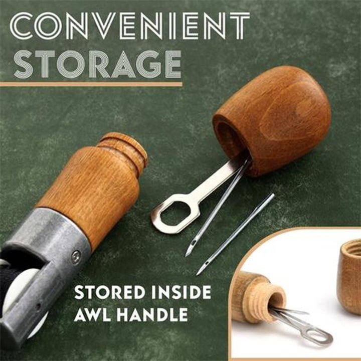 Hand Sewing Awl Kit with Stainless Steel Needles and Waxed Thread