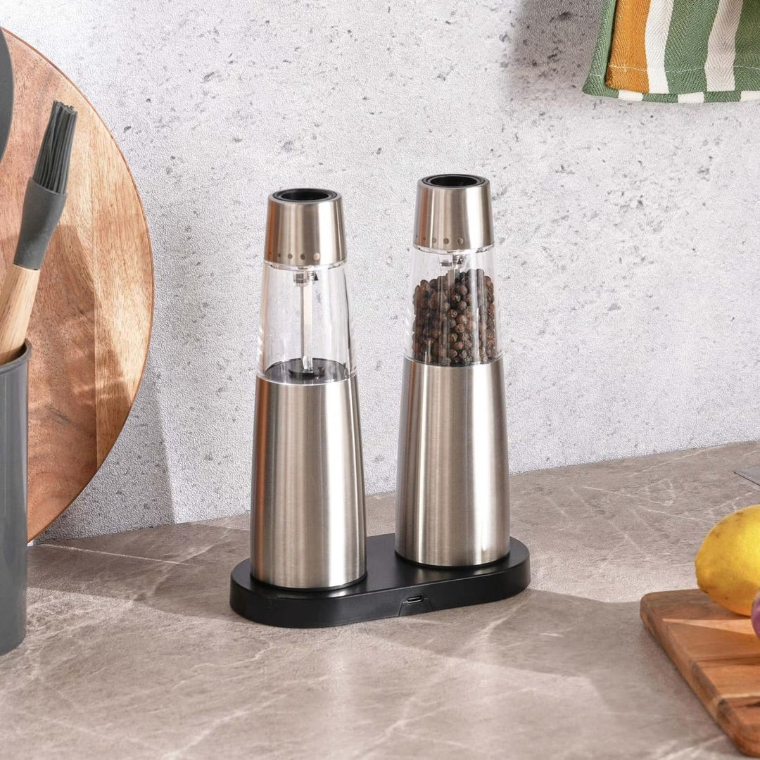 Stainless Steel Electric Pepper Mill Set Adjustable Coarseness