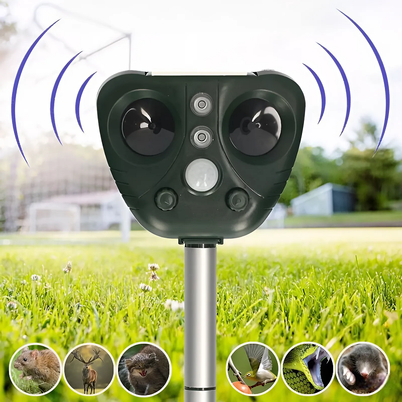 Solar Powered Ultrasonic Animal Repeller Waterproof IP44