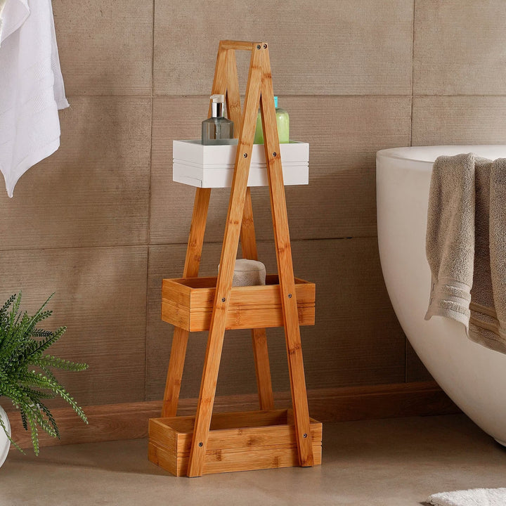 Bamboo 3 Tier Bathroom Shelf Compact Storage Rack