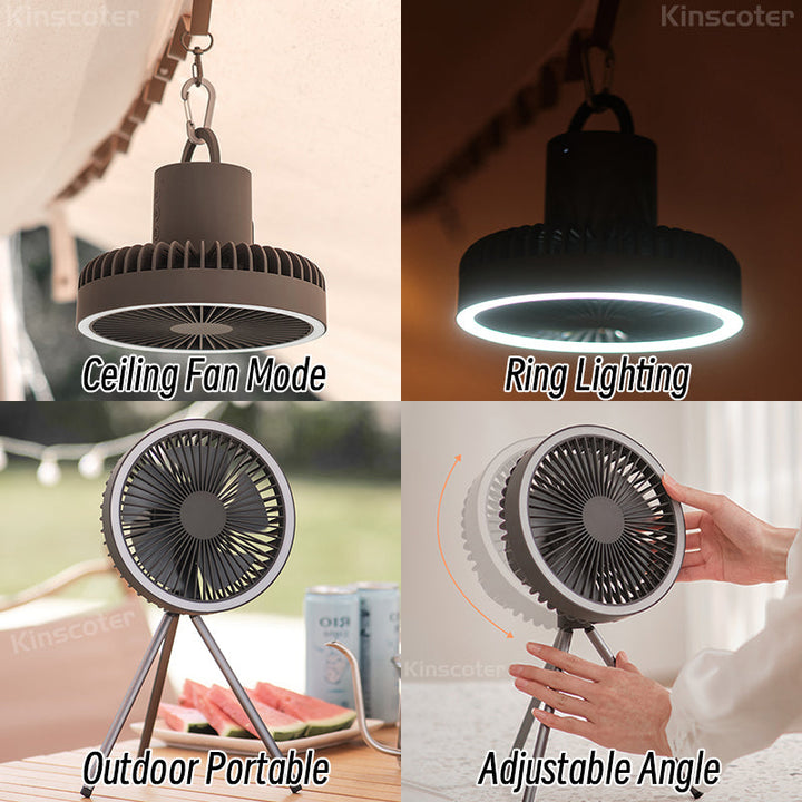 Portable Rechargeable Fan with LED and Built-In Power Bank