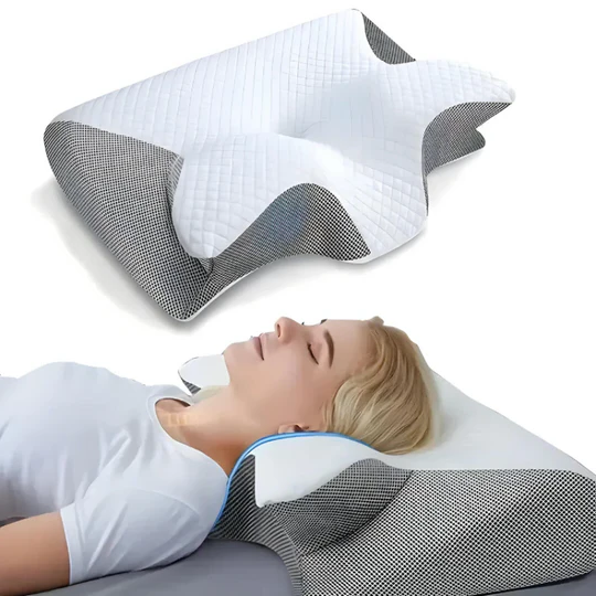 Orthopedic Memory Foam Neck Pillow Contoured Support Washable Cover - Lenila