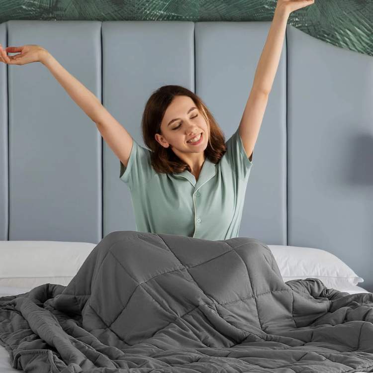 Weighted Blanket with Stitched Pockets Breathable Zippered Cover - Lenila