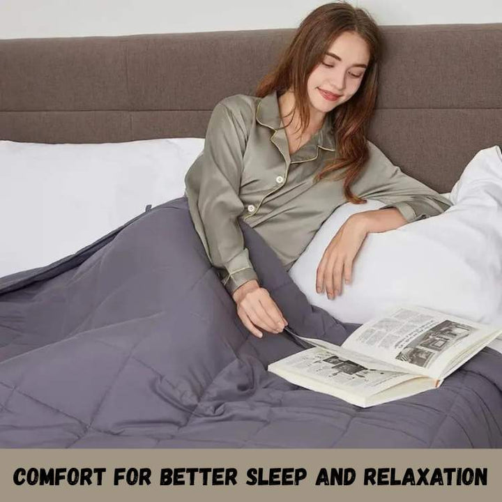 Weighted Blanket with Stitched Pockets Breathable Zippered Cover