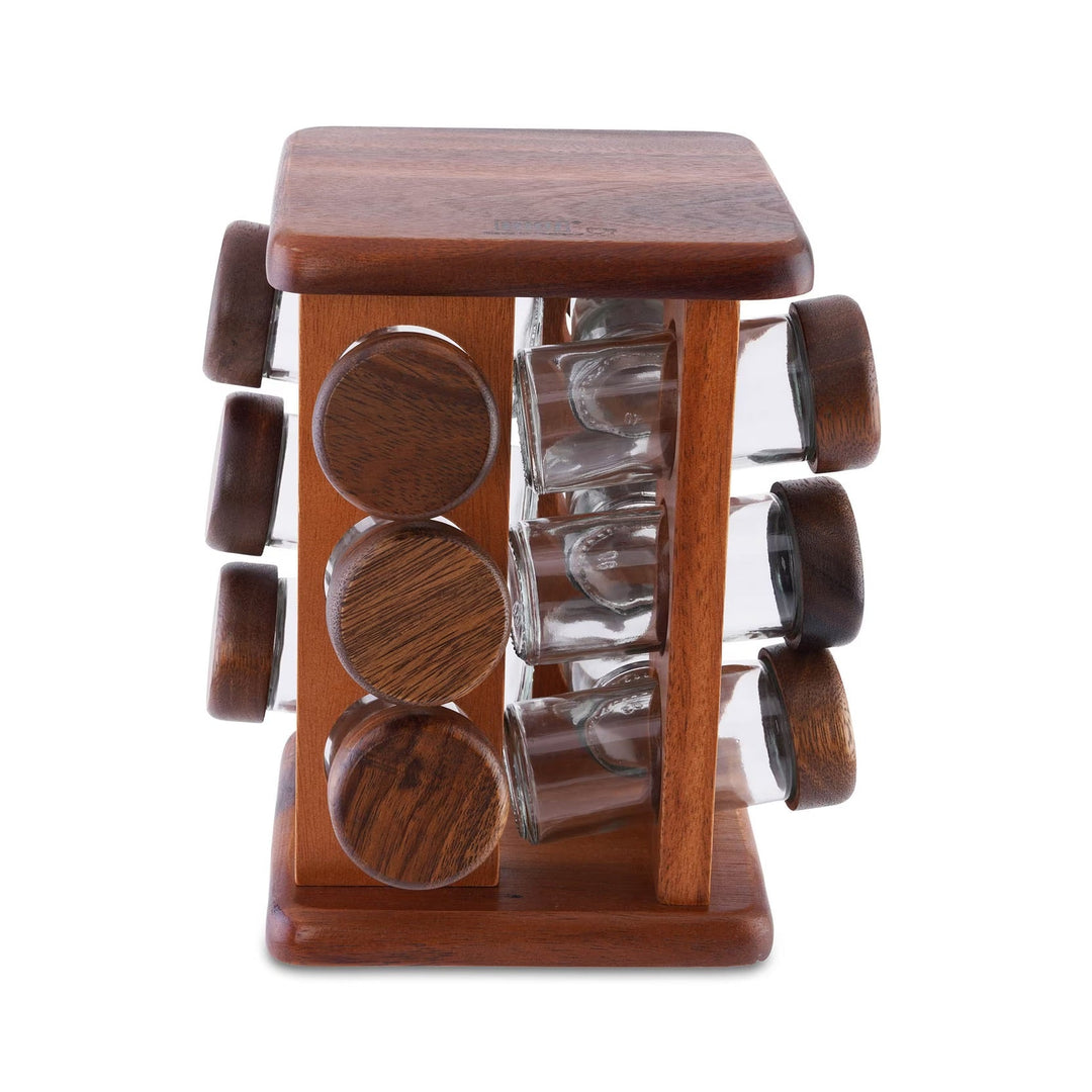 Rotating Spice Rack Glass Jars 12 Piece