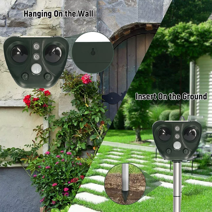 Solar Powered Ultrasonic Animal Repeller Waterproof IP44