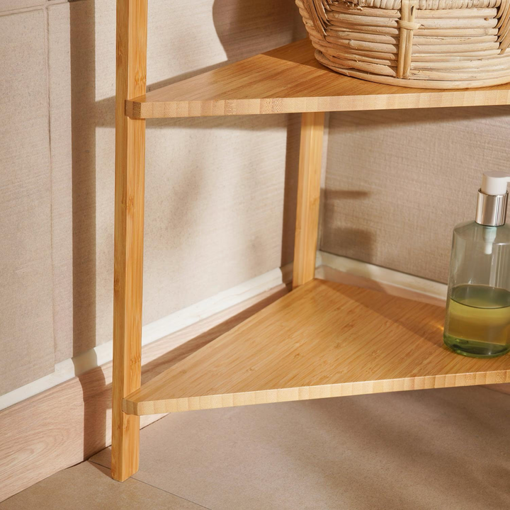 Bamboo Corner Shelf 3-Tier Space Saving Bathroom Organizer