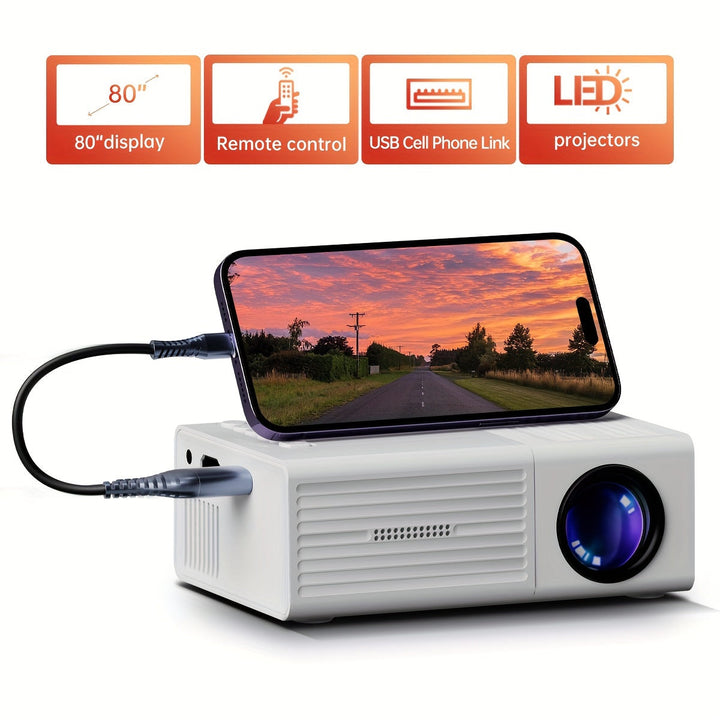 Portable Mini Projector LED with Hdmi USB Connectivity Compact Design