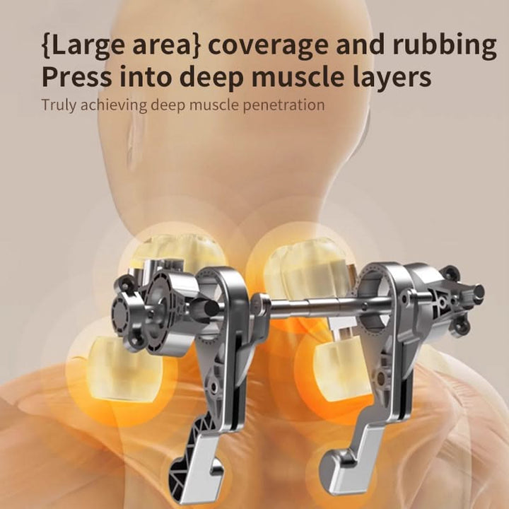 Cordless Heated Neck Massager Six Rotating Heads Remote Control