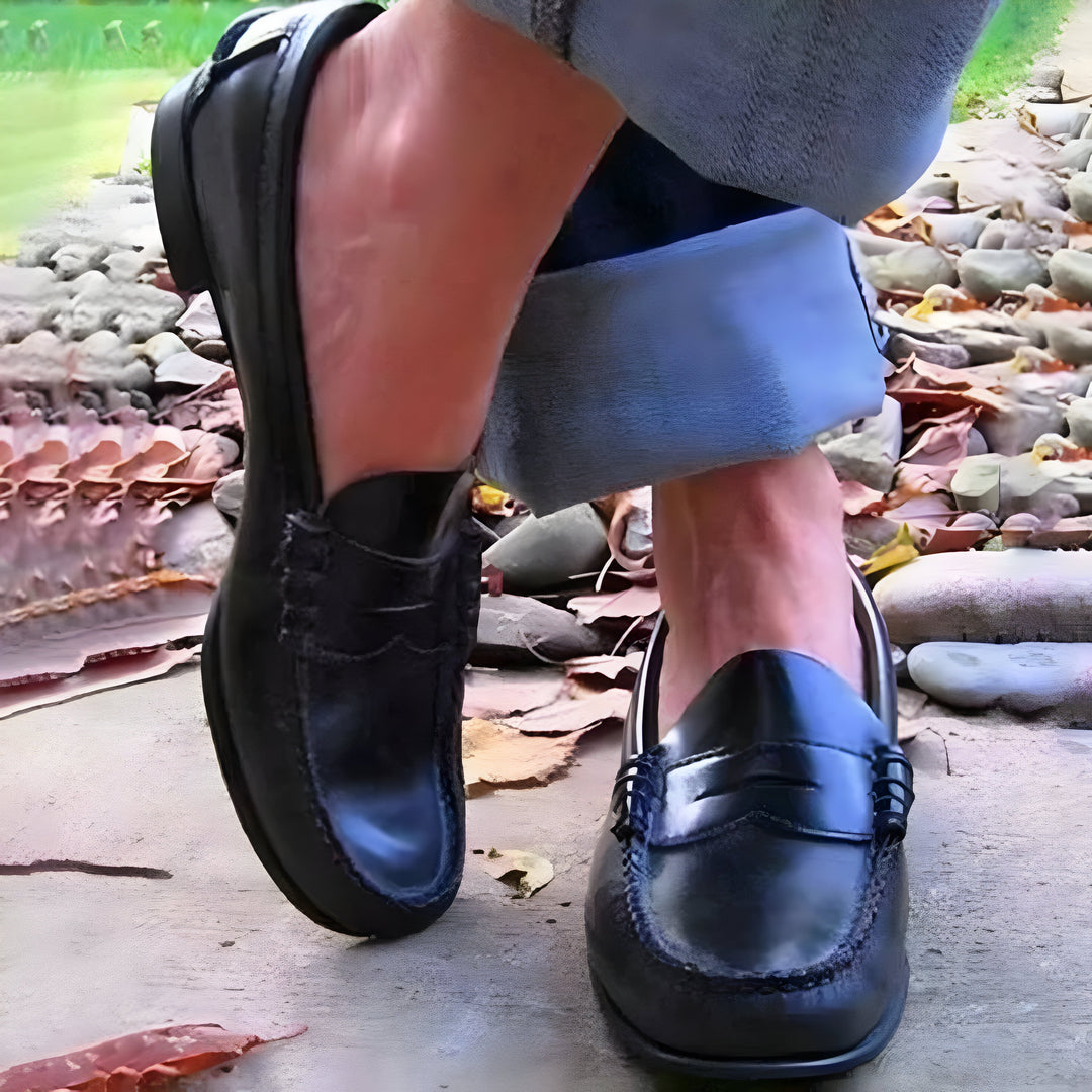 Womens Loafers PU Leather Slip-On Low Heel - Lenila