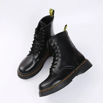 Womens Ankle Boots Lace-Up Side Zipper Low Block Heel