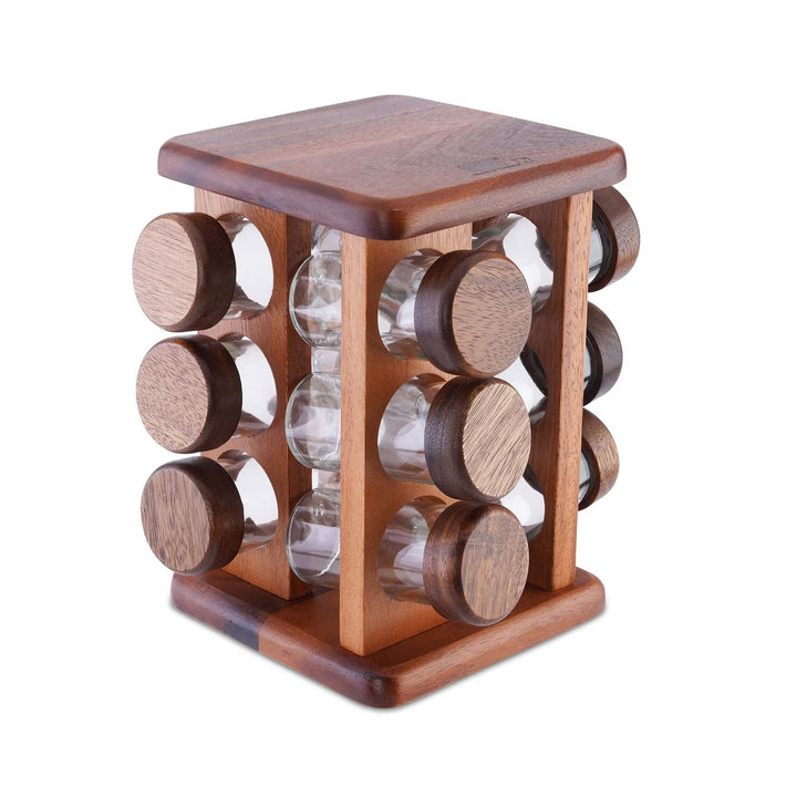 Rotating Spice Rack Glass Jars 12 Piece