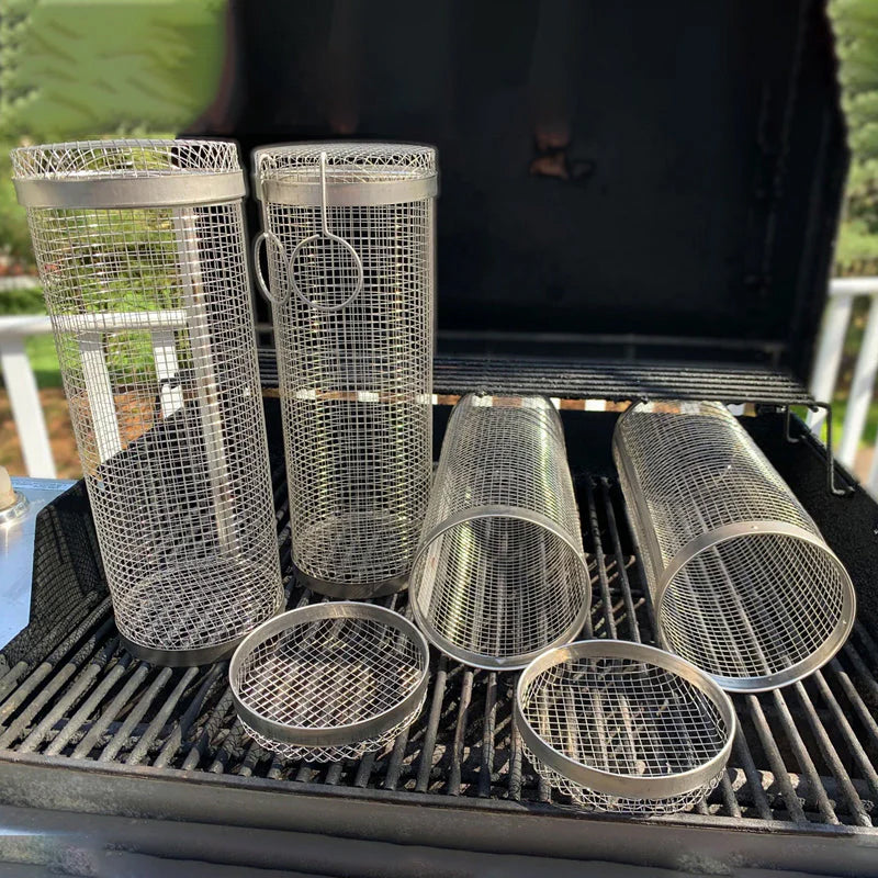 Stainless Steel Grill Basket Rolling Design
