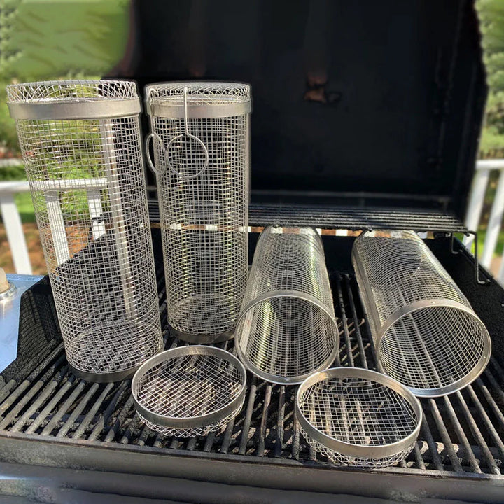 Stainless Steel Grill Basket Rolling Design