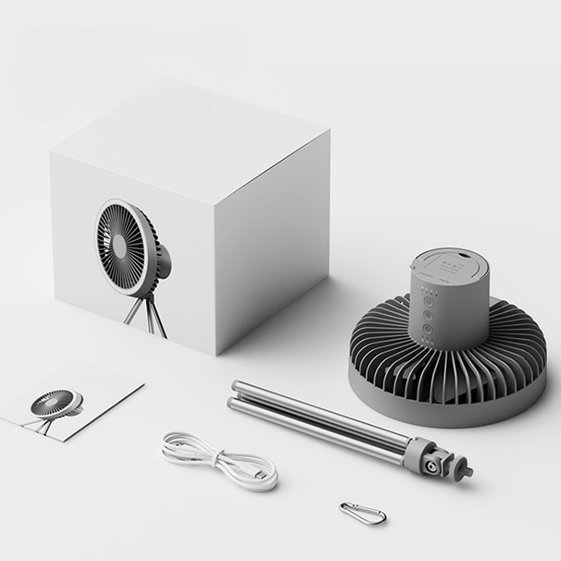 Portable Rechargeable Fan with LED and Built-In Power Bank