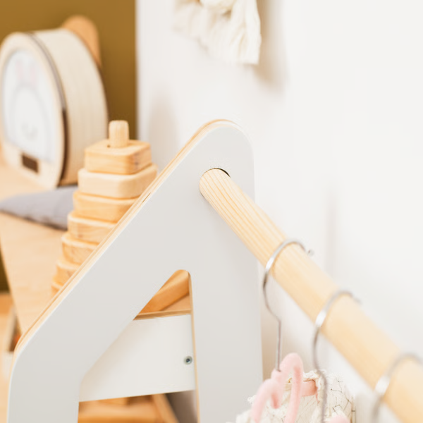 Toddler Wooden Clothing Rack Montessori Natural Style