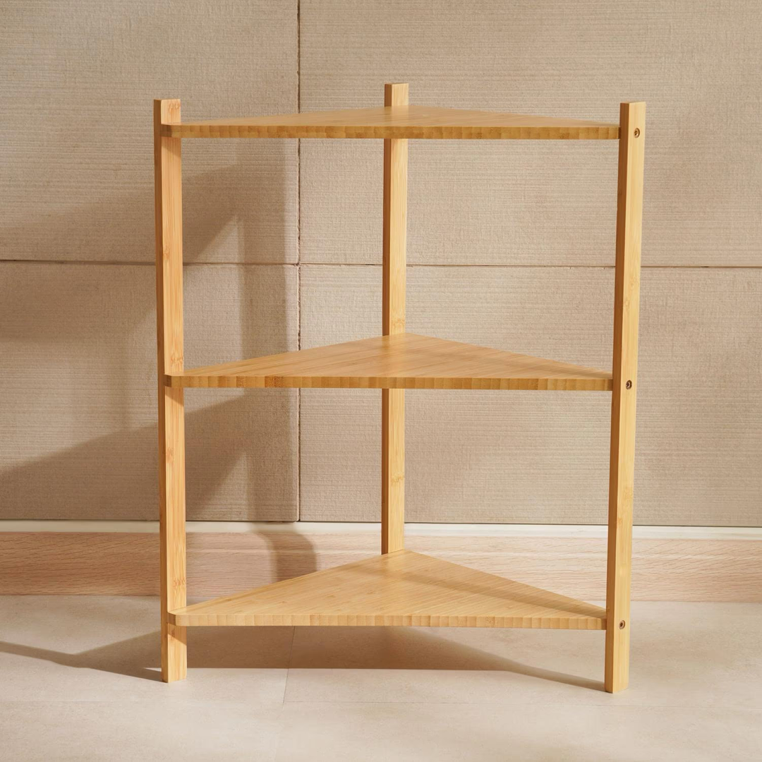 Bamboo Corner Shelf 3-Tier Space Saving Bathroom Organizer
