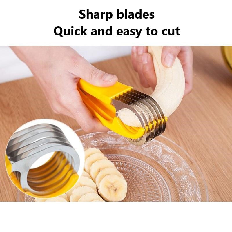 Handheld Banana Slicer Stainless Steel Blades Ergonomic Grip
