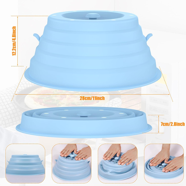 Collapsible Silicone Microwave Cover with Magnetic Storage and Steam