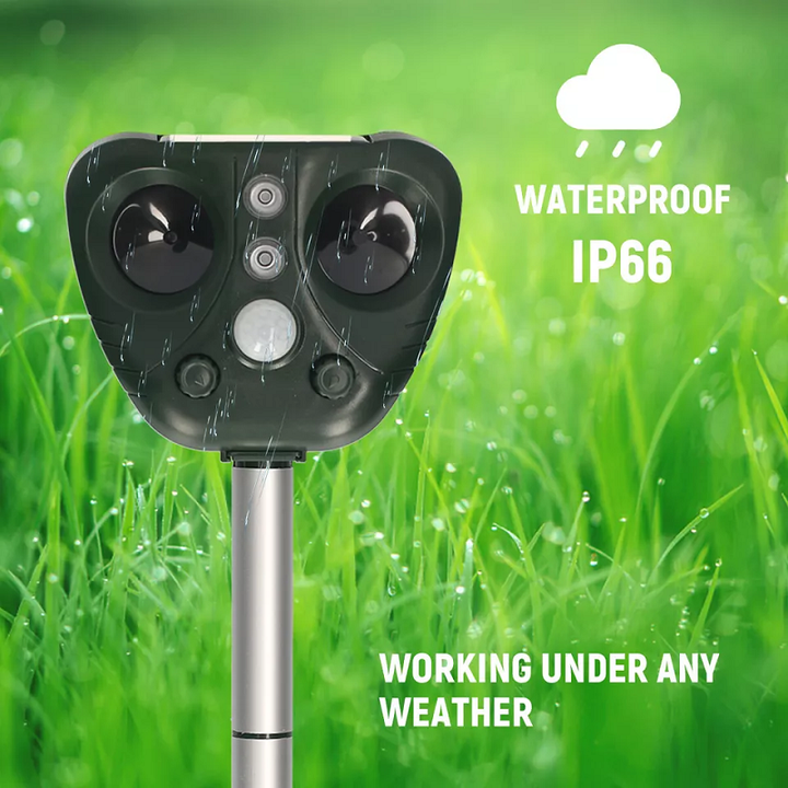 Solar Powered Ultrasonic Animal Repeller Waterproof IP44