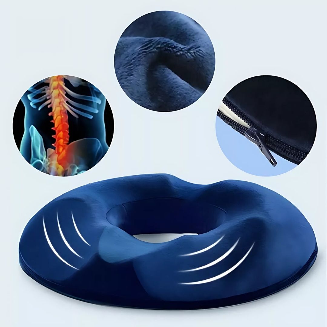 Memory Foam Seat Cushion with Center Opening and Washable Cover