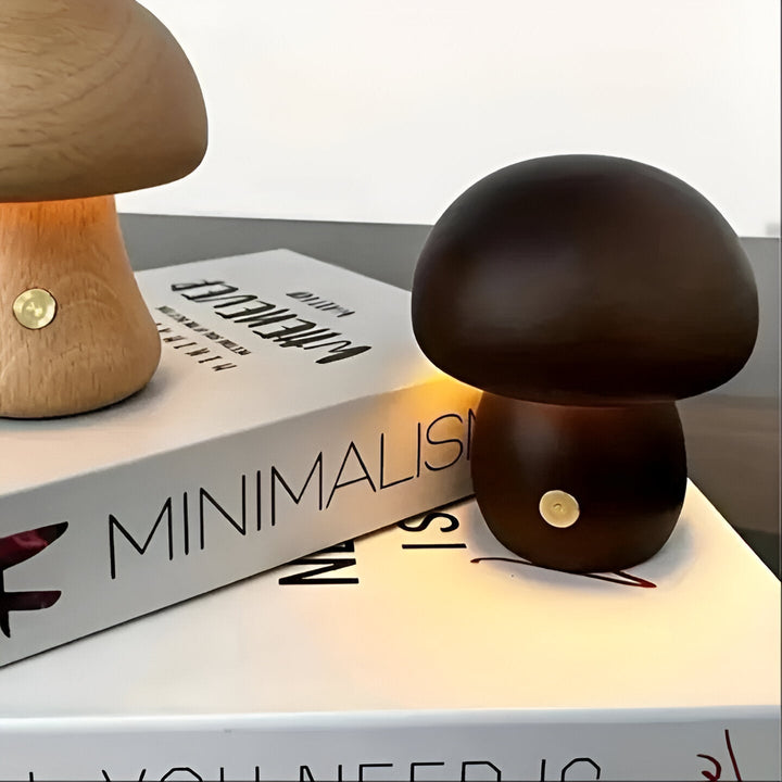 Wooden Table Lamp Mushroom Shape