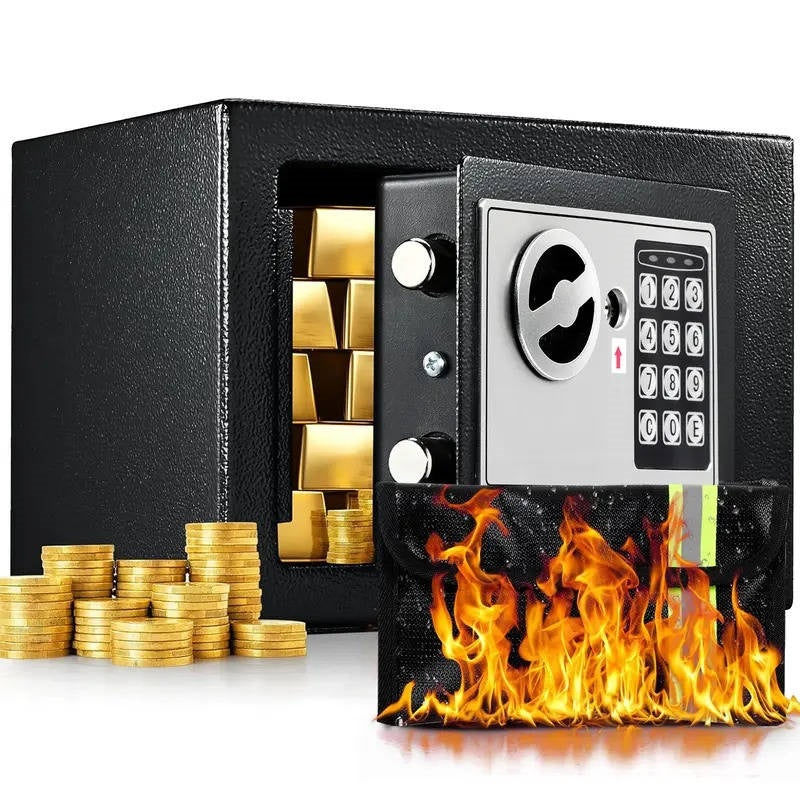 Home Security Safe Box Fireproof Digital Keypad Small with Emergency - Lenila