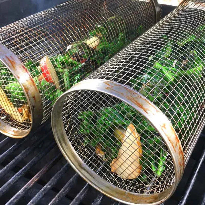 Stainless Steel Grill Basket Rolling Design