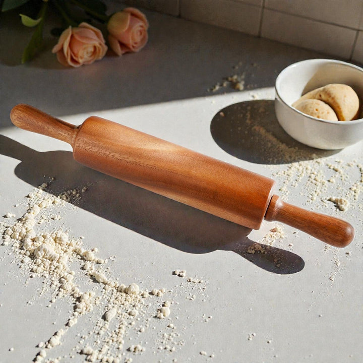 Acacia Wood Rolling Pin with Grip Handles - Lenila