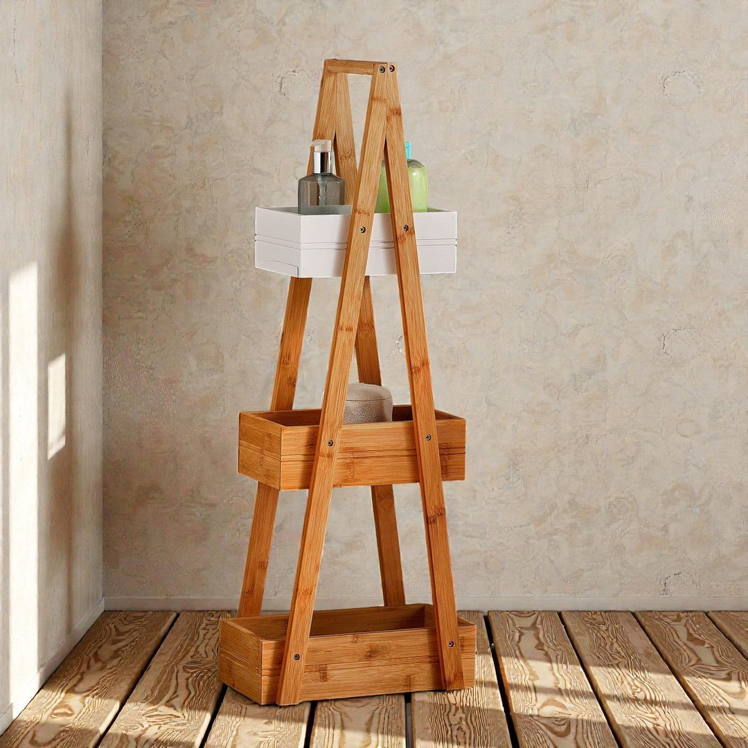 Bamboo 3 Tier Bathroom Shelf Compact Storage Rack - Lenila