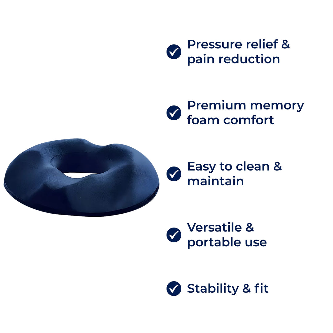 Memory Foam Seat Cushion with Center Opening and Washable Cover