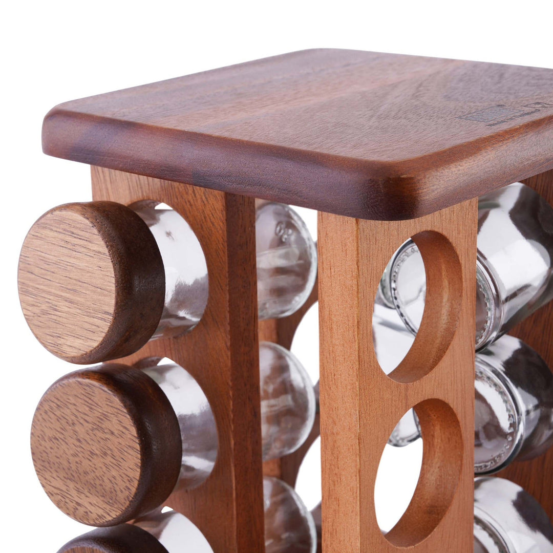 Rotating Spice Rack Glass Jars 12 Piece