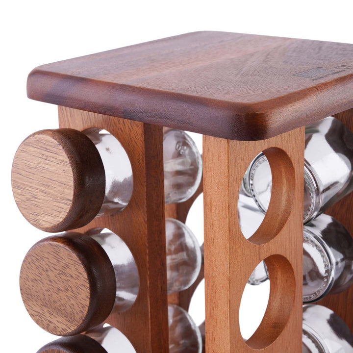 Rotating Spice Rack Glass Jars 12 Piece