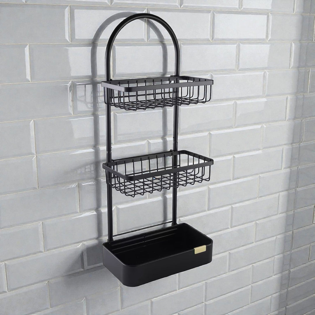 3 Tier Metal Shower Caddy Black Bathroom Organizer - Lenila