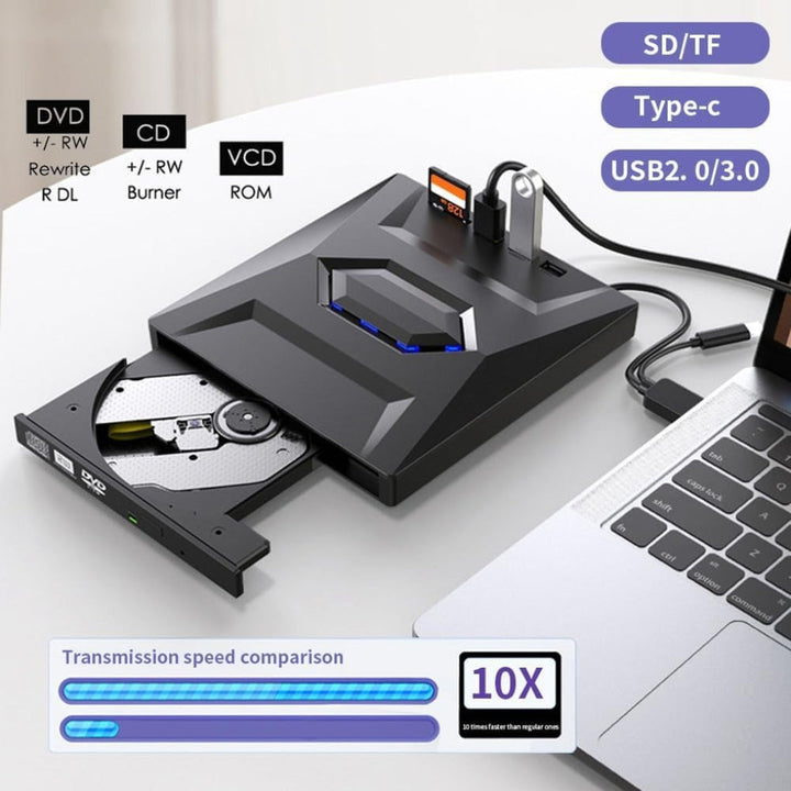 External DVD Drive with Memory Card Slot Dual Port Plug and Play