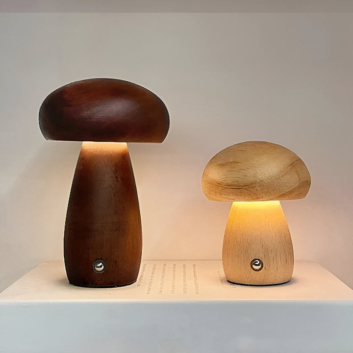 Wooden Table Lamp Mushroom Shape