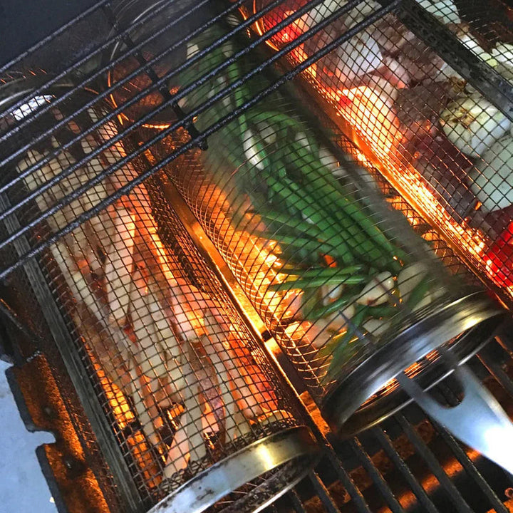Stainless Steel Grill Basket Rolling Design