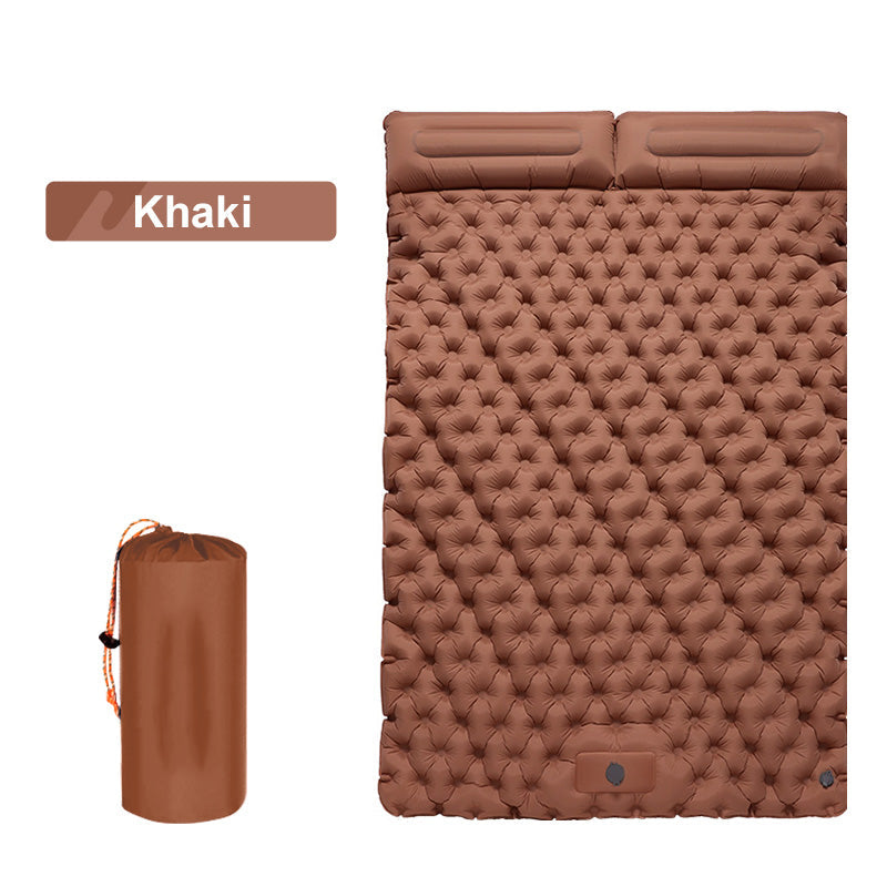 Double Self-Inflatable Air Mattress with Integrated Pillows Camping