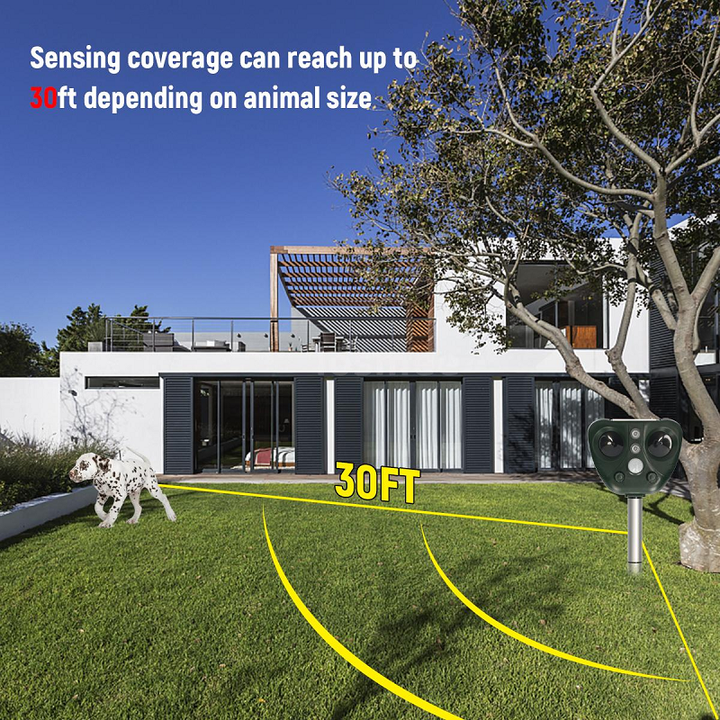 Solar Powered Ultrasonic Animal Repeller Waterproof IP44