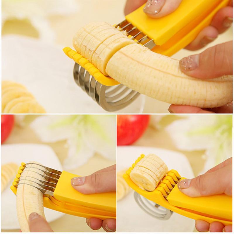 Handheld Banana Slicer Stainless Steel Blades Ergonomic Grip
