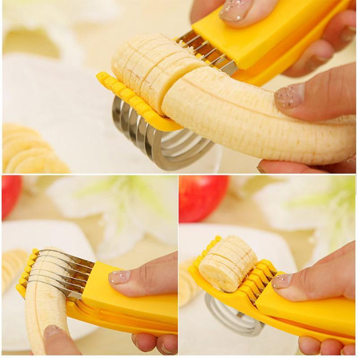 Handheld Banana Slicer Stainless Steel Blades Ergonomic Grip