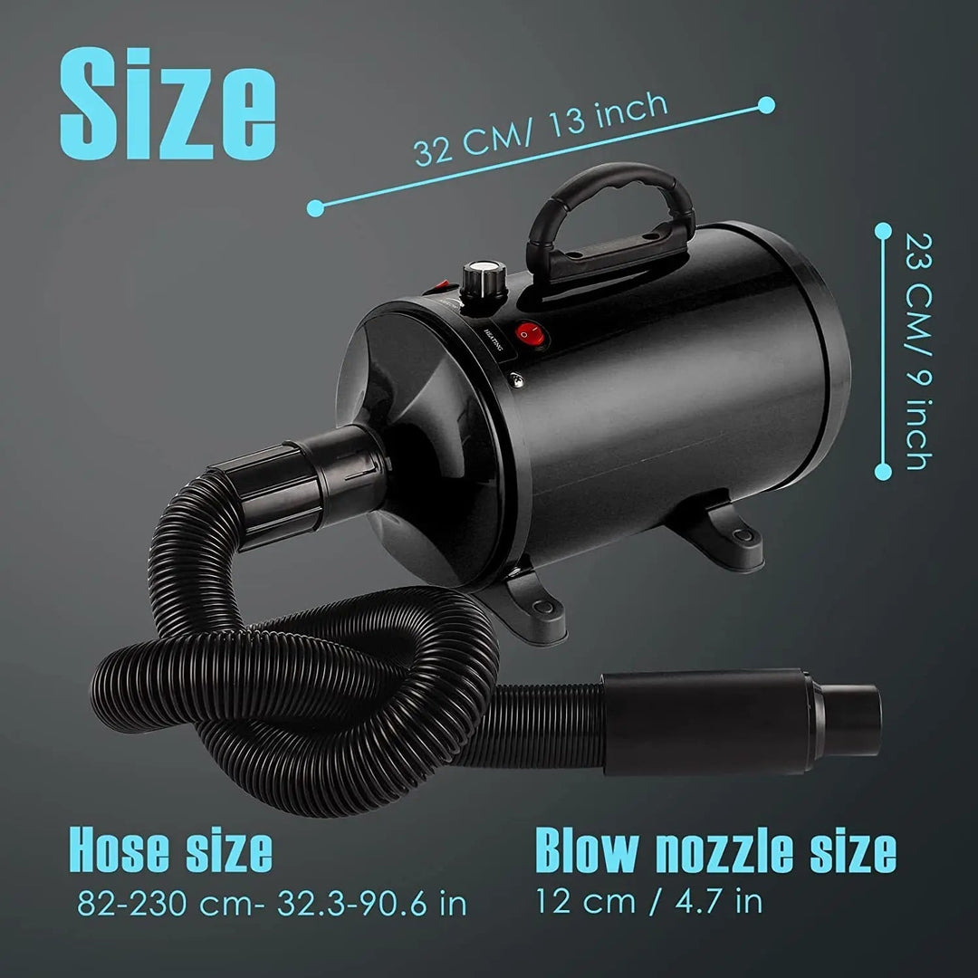 Pet Grooming Dryer Adjustable Heat Extended Flexible Hose