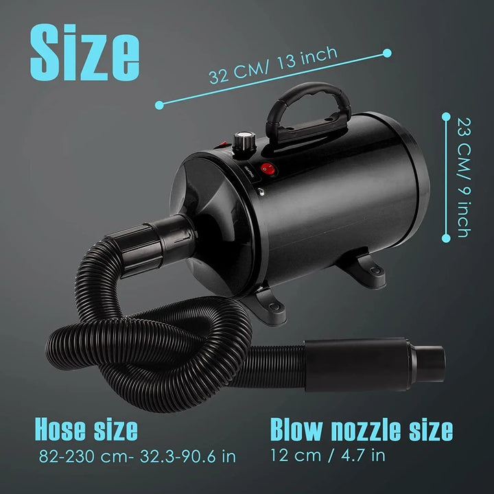 Pet Grooming Dryer Adjustable Heat Extended Flexible Hose