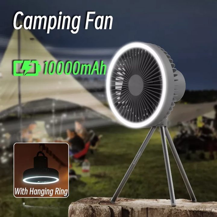 Portable Rechargeable Fan with LED and Built-In Power Bank
