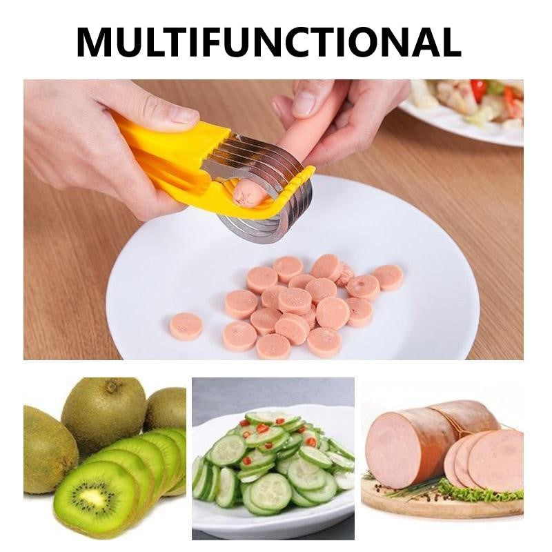 Handheld Banana Slicer Stainless Steel Blades Ergonomic Grip